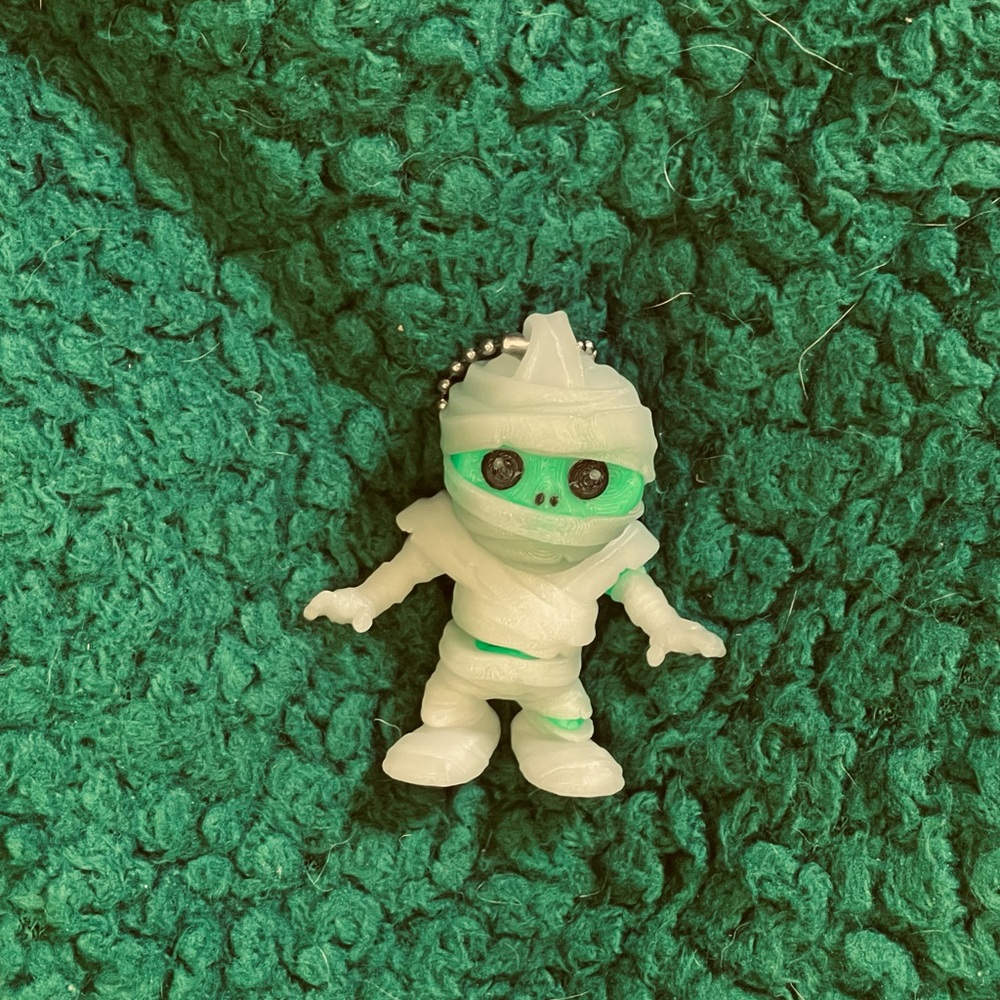 White and Green Mummy Keychain